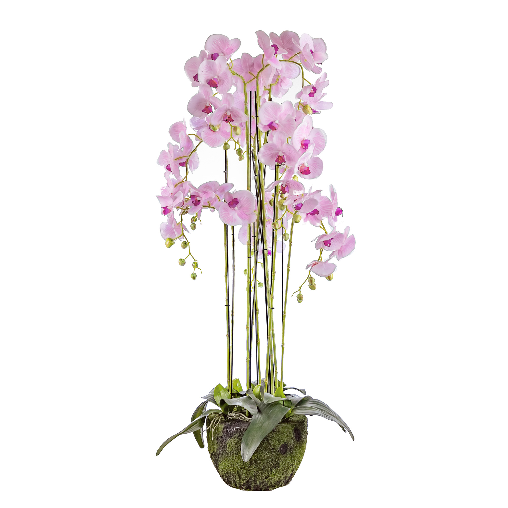 Artificial silicone orchid in pot, 9 stems